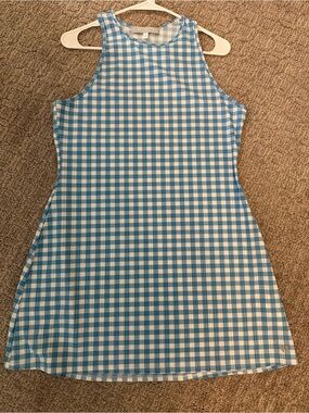 EleVen by Venus Williams Blue and White Gingham Sleeveless Dress